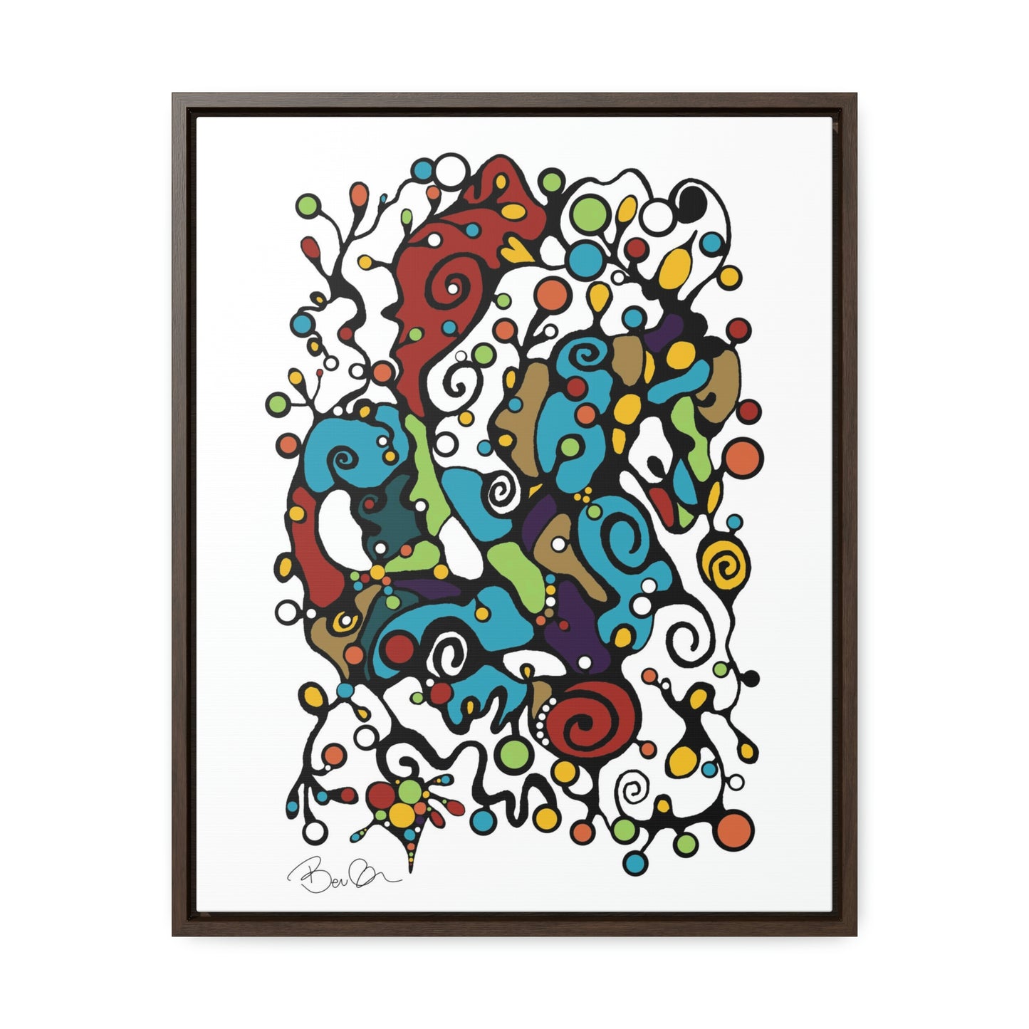 Gallery Canvas Wraps - "Unraveling Hearts:" - Framed Doodle Painting with Hidden Heart