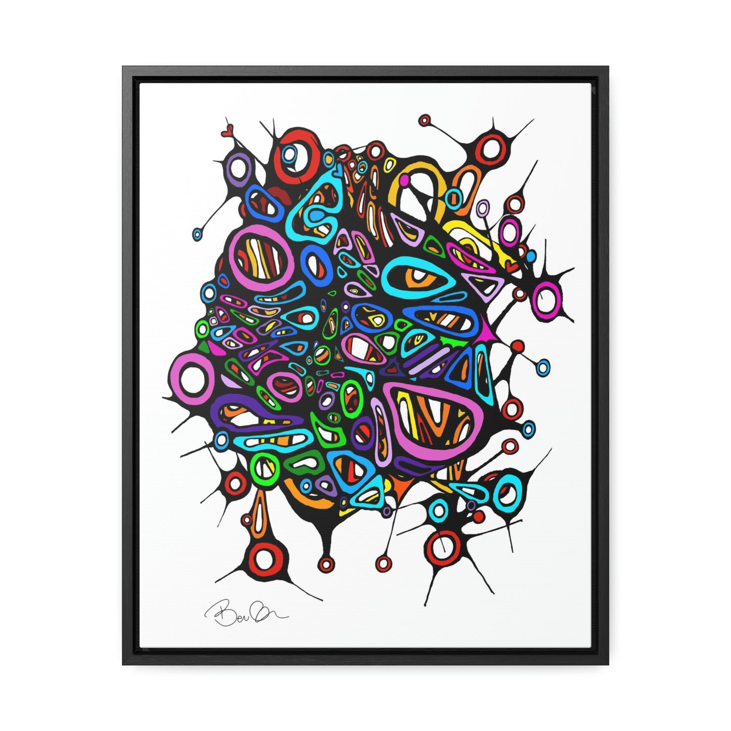 Gallery Canvas Wraps - "Unseen Hearts:" - Framed Doodle Painting with Hidden Heart